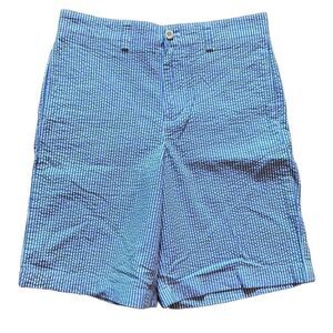 Vineyard Vines Boys 14 Light Blue & White Seer Sucker Shorts 9” Inseam